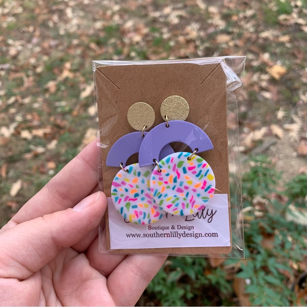 Purple Pattern Abstract Earrings